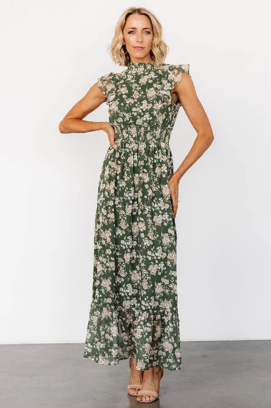 elegant dressKearny Ruffle Maxi Dress | Olive Floral