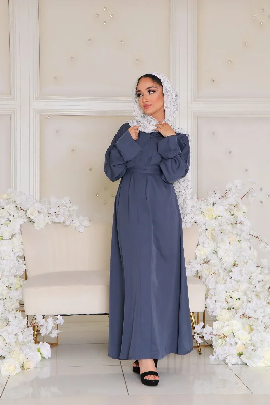 statement dressMariah Essential Open Abaya- Dark Blue