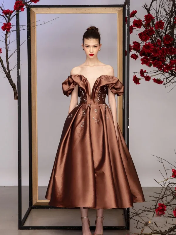 Value Deals Dora Off-shoulder Puff Sleeve A-line Dress